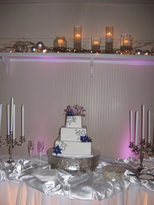Uplighting behind Cake Table provided byIES Lighting