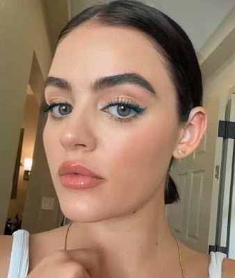 Lucy Hale green cat eye holiday glam makeup look Almay