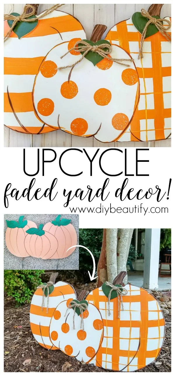 upcycle old and faded seasonal yard decor