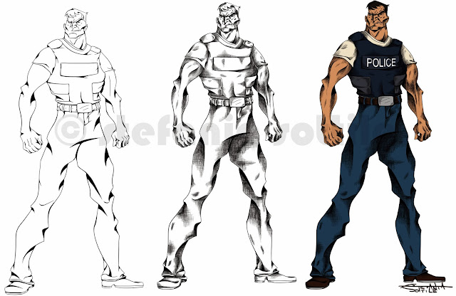 Policeman, Character Design, Illustration Game Graphics, draws, cartoon