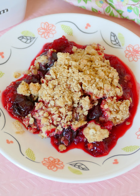 This heavenly spring and summer dessert has delicious chunks of rhubarb and whole sweet cherries to go with the oatmeal crisp topping! It's unique, easy to make and a family favorite! Top with whipped cream or ice cream for an extra treat! Try using different fruit and jello combos with the rhubarb for a new twist every time!