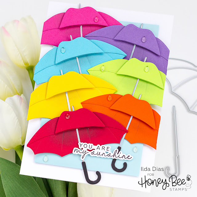 European Inspired ,Umbrella, Canopy, Card, Honey Bee Stamps, how to, hand made card, Stamps, stamping, die cutting, card making, ilovedoingallthingscrafty, Lovely Layers: April Showers, rainbow