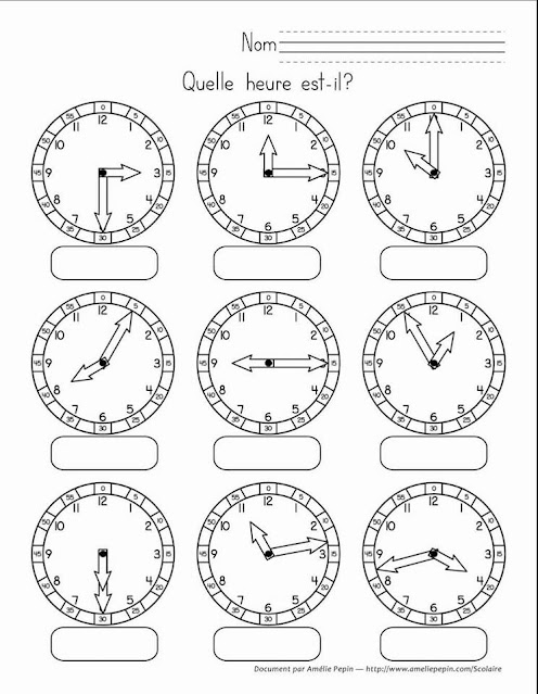 Lire l'heure, exercices pdf