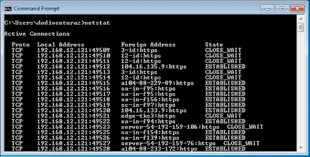 Perintah netstat pada CMD