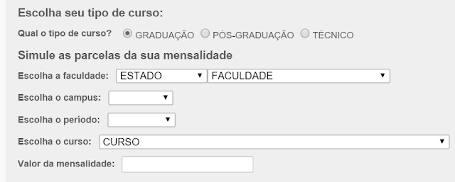 Formulário de inscrição Pra Valer Bolsas de estudos