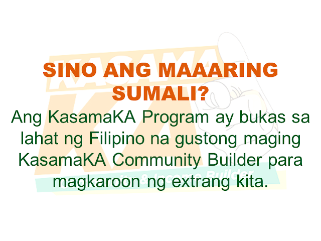 Do you know someone who is struggling financially?   Or someone who is having difficulty in paying their rents, mortgage, and bills. Do you wish you can do something but you are also in a similar situation? Do you know that you can help them loan the money they need and earn for yourself at the same time? Good thing there is a way where you won't be resorting to just any kind of lending system such as "5-6", a scheme that usually fries you by your own oil by collecting high-interest rate.   Advertisement       Sponsored Links         With this necessity in mind, a group of companies has started a new lending system that will help every Filipino solve their financial crisis and just by referring anyone to avail the loan, you can also earn.    KasamaKA is a community and an income builder program where every member may refer an applicant to avail any of their products like a loan, insurance, investment, savings, payments, layaway, etc.  Anyone get to earn up to P300 for every booked or released loan or any financial services availed by their referral.    This program is open to all Filipino who wants to be a Community Builder and to earn more.    There are two ways to join.    A. Sign-up through their website    Sign-up to www.kasamaka.com and give these detils:  -full name  -date of birth  -nationality  -present address  -source of income  -mobile number    B. Sign-up via text message    Text REG <Space><First Name>/<Last Name>/<Date of Birth, MMDDYYYY>/<Address> and send to 29292  You will get a Builder ID Code via text message if you are successfully signed up. You may already refer your friends to apply for loans and other financial services in lendr.com.ph using this Builder ID.  Lendr is an end-to-end loans origination and loans management platform that you can access via your desktop or mobile device.  Lendr utilizes industry-grade and award-winning mobile technology platform in applying and processing any type of loan. This frictionless innovative solution enables and empowers Smart, Sun TalkNText, Globe, TM and other mobile network subscribers to have a one-stop loans shop showing all loan offers of all participating banks for faster, more convenient, dynamic, secure and engaging loan application experience.  As a partner of KasamaKA program, Lendr works with different banks and financial institutions to deliver its services to Filipino people         Earnings from your referral will be credited to your PayMaya account.      To register, you must have an active and working mobile number.                  A KasamaKA builder may also apply for loans and other financial services.                KasamaKA  is built as a support to the government goal to pursue National Strategy for Financial Inclusion. Its objective is to cater the Filipinos into experiencing the presence of alternative financial service. It is also a way to disseminate financial awareness among Filipino families, keeping them away from abusive lending practices such as "5-6".      READ MORE:   List of Philippine Embassies And Consulates Around The World    Deployment Ban In Kuwait To Be Lifted Only If OFWs Are 100% Protected —Cayetano    Why OFWs From Kuwait Afraid Of Coming Home?   How to Avail Auto, Salary And Home Loan From Union Bank