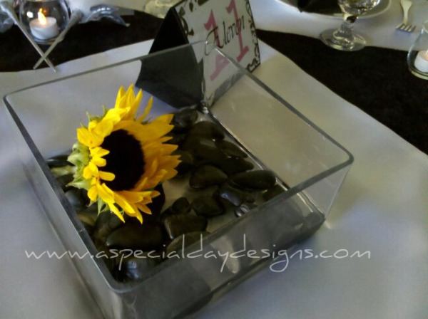 black and yellow centerpieces for wedding
