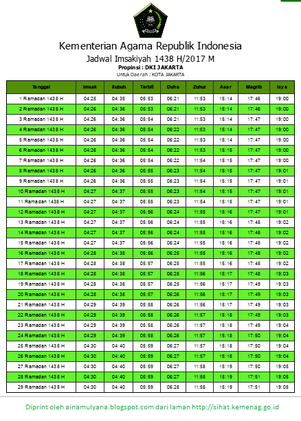 JADWAL IMSAKIYAH PUASA RAMADHAN 2018 1439 H  PENDIDIKAN 