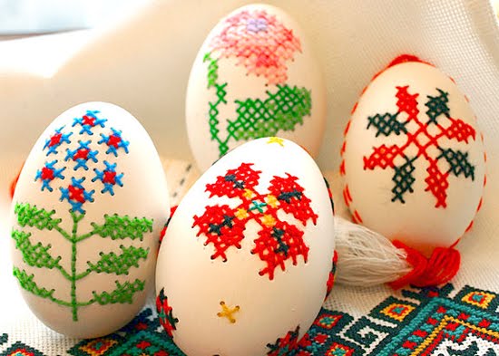 happy easter cross stitch. Ukrainian Easter eggs are