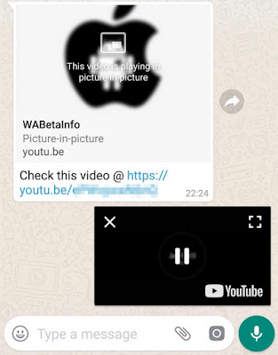 picture in picture mode allows whats app users to watch videos from youtube, instagram while chatting