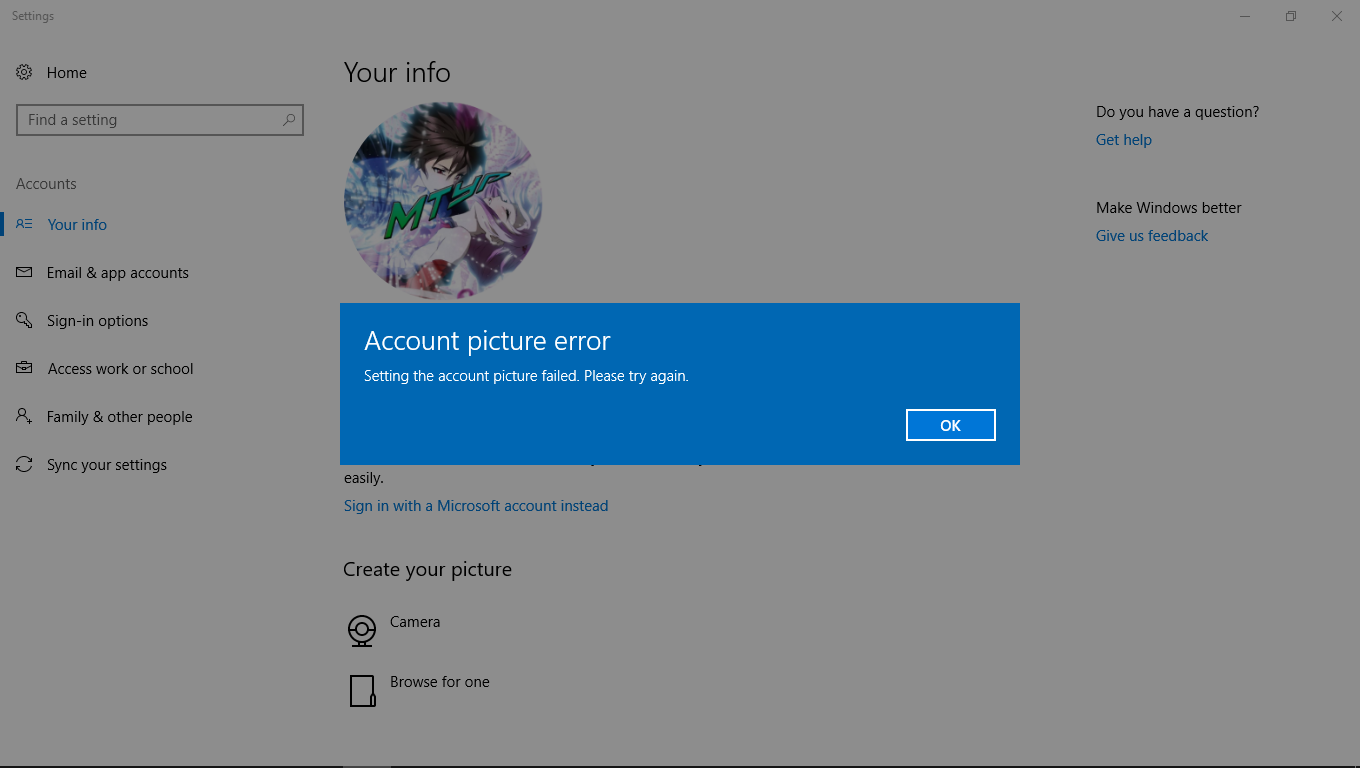 Cara Mengatasi Account Picture Error Windows 8/8.1/10