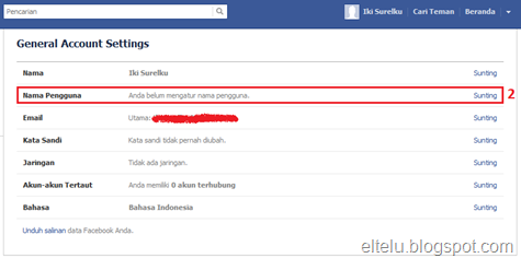 Mengatur Nama Pengguna Facebook