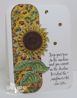 ODBD Be A Sunflower, ODBD Custom Sunflower Die, ODBD Custom Double Stitched Rounded Rectangles Dies, Card Designer Angie Crockett