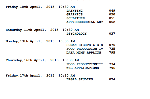 CBSE Timetable 2015 Class 12 page 10