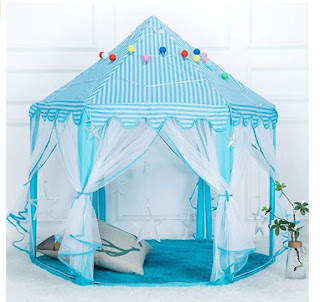 ASVOGUE Princess Castle Play House Large Indoor Outdoor Kids Play Tent for Baby Gifts (Blue)