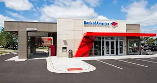 A Bank of America branch with a red X sign on it