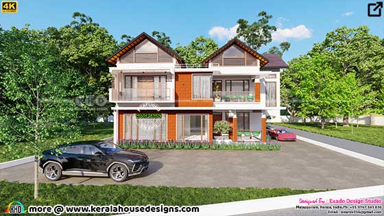 Front elevation sloping roof house rendering