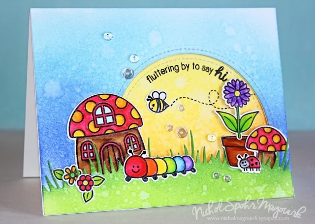 Sunny Studio: Backyard Bugs Watercolor Card by Nichol Spohr Magouirk.