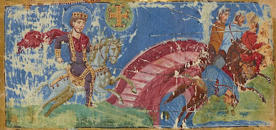 Constantine's vision and the Battle of the Milvian Bridge in a 9th century Byzantine manuscript.