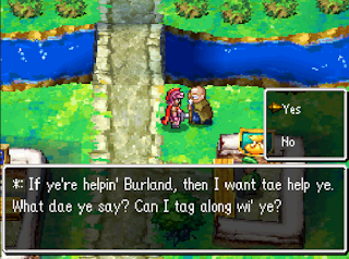 Ragnar speaks to an old man in Burland, a kingdom in Dragon Quest IV.