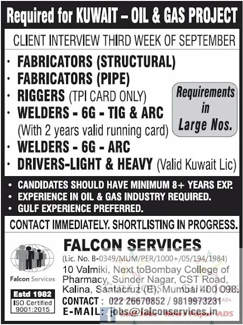 Oil and gas project jobs for Kuwait