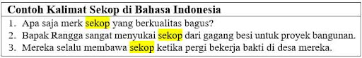 21 Contoh kalimat sekop di bahasa Indonesia dan Pengertiannya