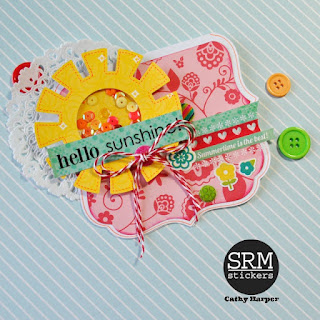 SRM Stickers Blog - Summer Cards by Cathy Harper - #cards #summer #twine #stickers #stitches #sentiments