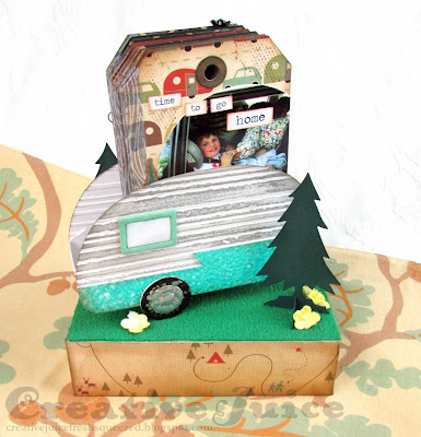 Lisa Hoel for Eileen Hull's Sizzix Ch. 2 Dies release! 3-D Camper with tag album  #eileenhull #eileenhulldesigns #eileenhullsizzix #ehinspirationteam #eheducators #Sizzix #mymakingstory #diecutting