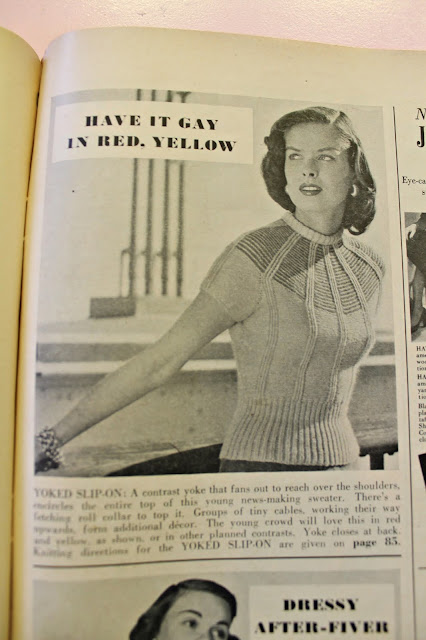 free 1940s yoked slip on sweater spider web inspired knitting pattern