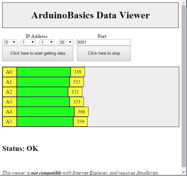 ArduinoBasics Web Data Viewer Web Page Example