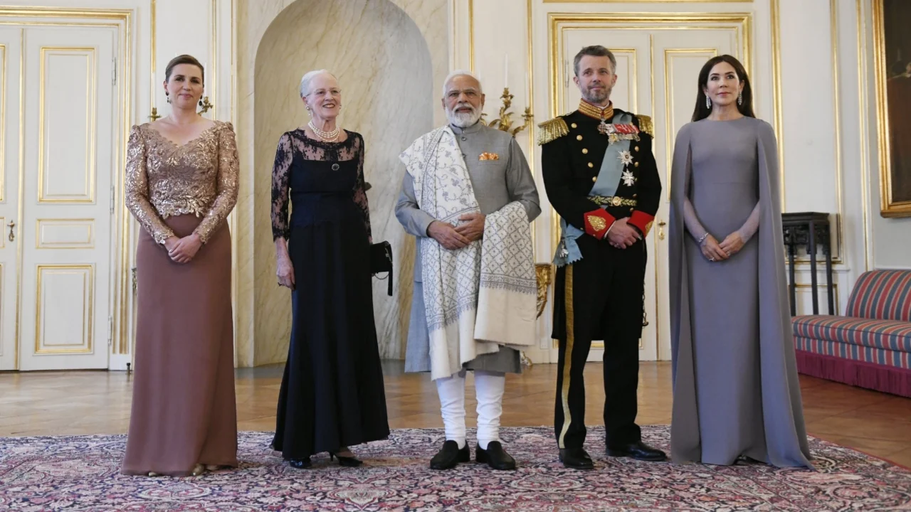 Modi with Queen of Denmark, Primer Minister, Majesty