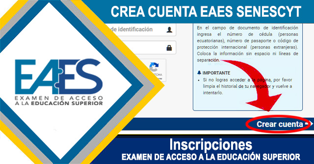 Crear Cuenta EAES 2021 Inscripciones SENESCYT