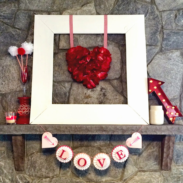 DIY Frame & Valentine Mantle Decor