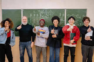 Professor with his students