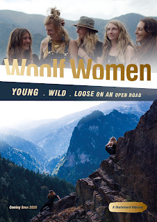 Poster - mountain scenery and a group shot of female skateboarders