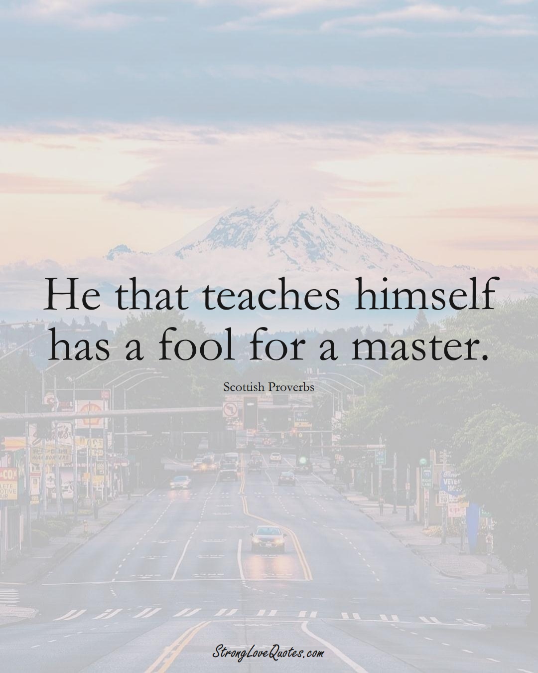 He that teaches himself has a fool for a master. (Scottish Sayings);  #EuropeanSayings