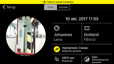 Screenshot Hipstamatic-instellingen Johannes + Gotland