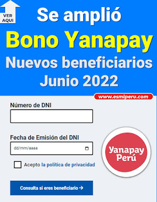 Bono Yanapay 2022: link JUNIO 2022 para saber si eres beneficiario y hasta cuándo cobrar los 350 soles