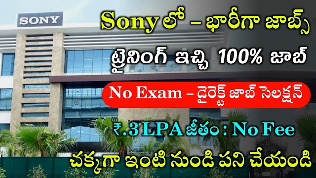 Sony Work from Home jobs Recruitment 2022 | Latest Part Time Jobs in Telugu