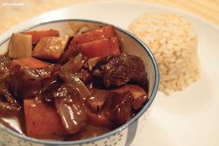 Boeuf Bourguignon served with rice