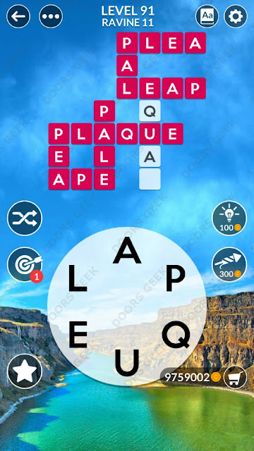 Wordscapes Level 91 answers, cheats, solution for android and ios devices.