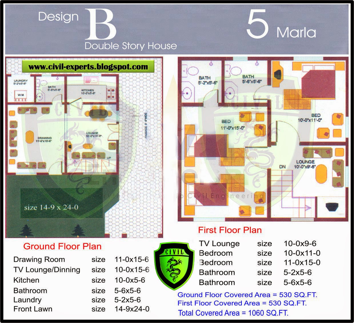 Civil Experts 5 Marla Houses Plans