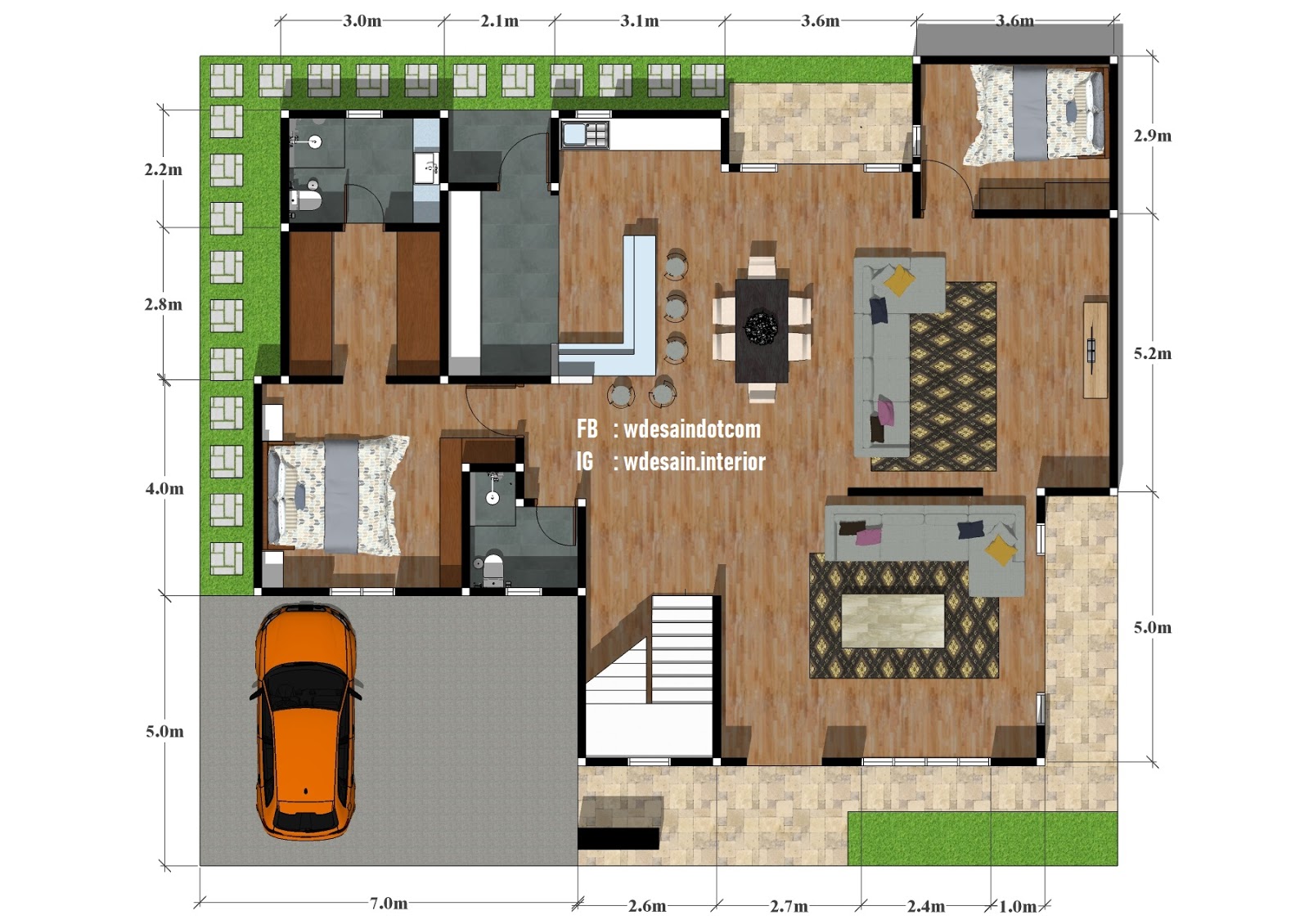 Denah Rumah  Mewah 5 kamar Tidur dilahan 17x15  DESAIN  