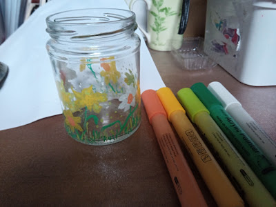 Photo of Daffodils Painted onto a Jar