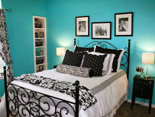 Blue Pattern Teenage Girl Bedroom Ideas Wall Color