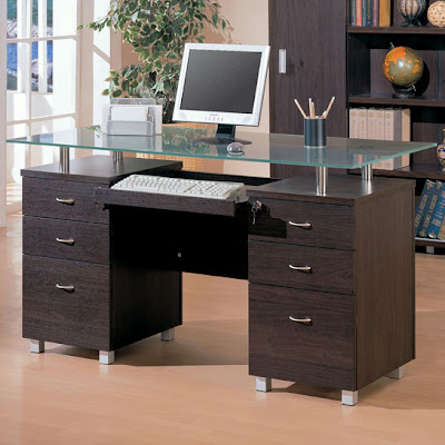  Office Desk on Office Dark Color Desk Serving As A Computer Space The Wide Glass Desk