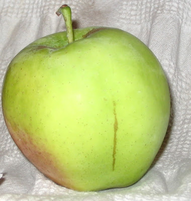 Green-yellow apple with small red blush