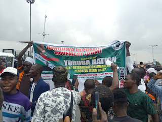Yoruba Nation Protesters Storm Ojota, Lagos (Pictures)