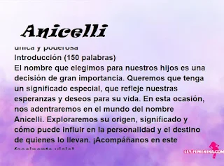 significado del nombre Anicelli