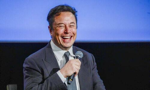 Tesla CEO Elon Musk smiles as he addresses guests at the Offshore Northern Seas 2022 (ONS) meeting in Stavanger, Norway, on Aug. 29, 2022. (Carina Johansen/NTB/AFP via Getty Images)